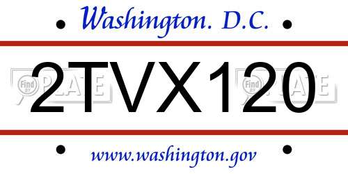 2TVX120 District Of Columbia License Plate