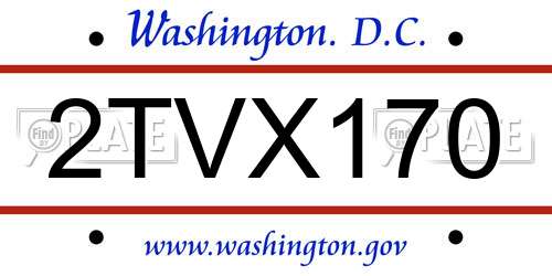2TVX170 District Of Columbia License Plate