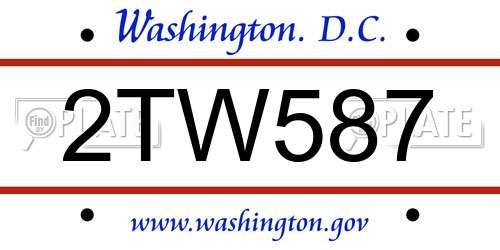 2TW587 District Of Columbia License Plate