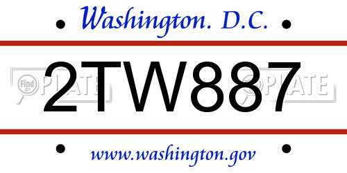 2TW887 District Of Columbia License Plate