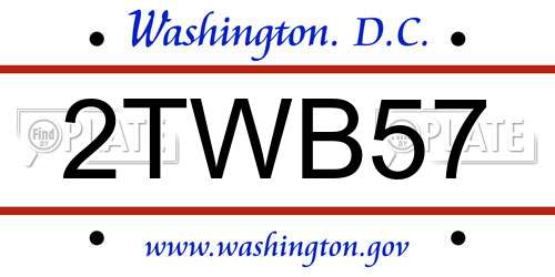 2TWB57 District Of Columbia License Plate
