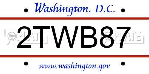 2TWB87 District Of Columbia License Plate
