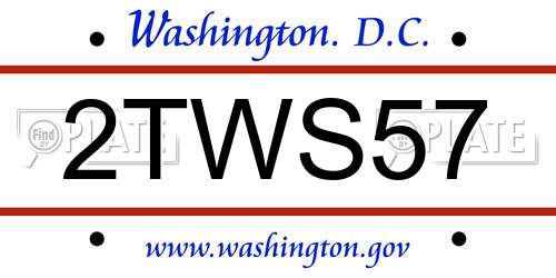 2TWS57 District Of Columbia License Plate