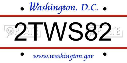 2TWS82 District Of Columbia License Plate