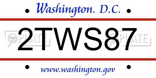 2TWS87 District Of Columbia License Plate
