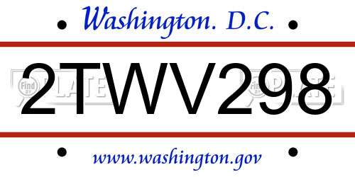 2TWV298 District Of Columbia License Plate