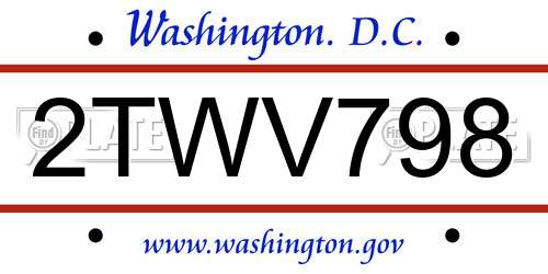 2TWV798 District Of Columbia License Plate