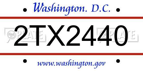 2TX2440 District Of Columbia License Plate