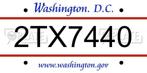 2TX7440 District Of Columbia License Plate