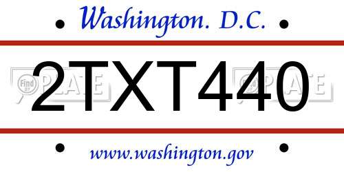 2TXT440 District Of Columbia License Plate