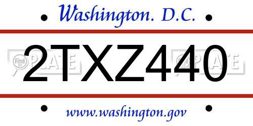 2TXZ440 District Of Columbia License Plate
