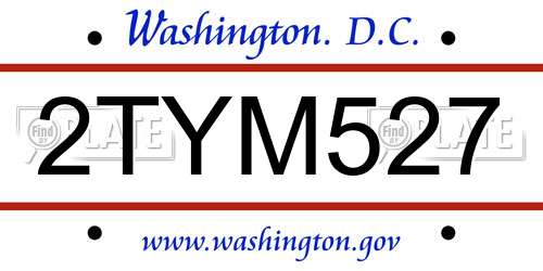 2TYM527 District Of Columbia License Plate