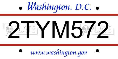 2TYM572 District Of Columbia License Plate
