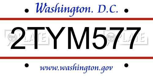 2TYM577 District Of Columbia License Plate