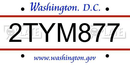2TYM877 District Of Columbia License Plate