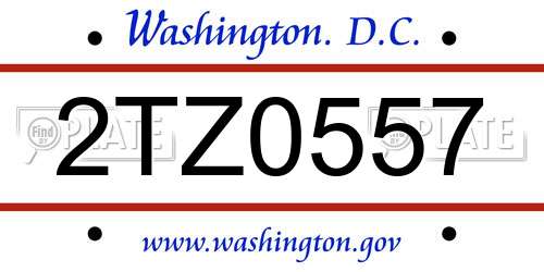 2TZ0557 District Of Columbia License Plate