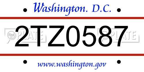 2TZ0587 District Of Columbia License Plate