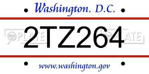 2TZ264 District Of Columbia License Plate
