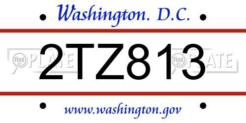 2TZ813 District Of Columbia License Plate