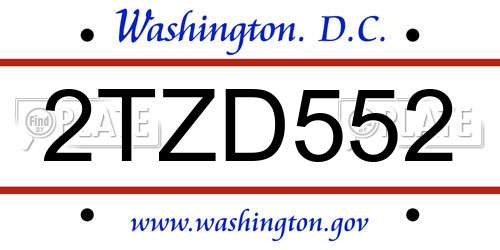 2TZD552 District Of Columbia License Plate