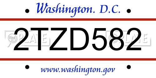2TZD582 District Of Columbia License Plate