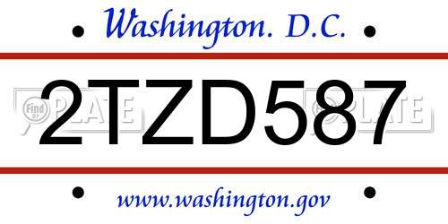 2TZD587 District Of Columbia License Plate