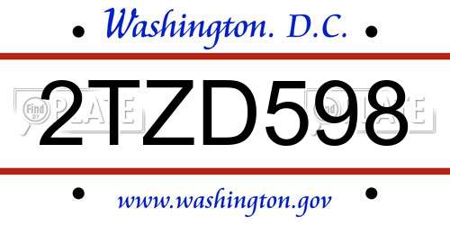 2TZD598 District Of Columbia License Plate