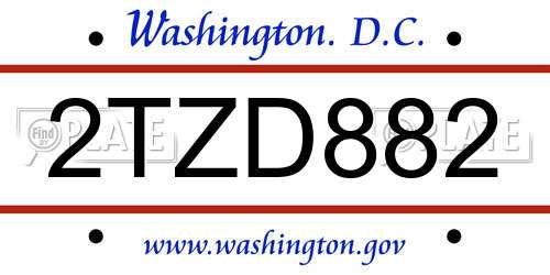 2TZD882 District Of Columbia License Plate