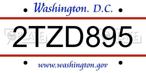 2TZD895 District Of Columbia License Plate