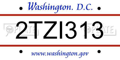 2TZI313 District Of Columbia License Plate