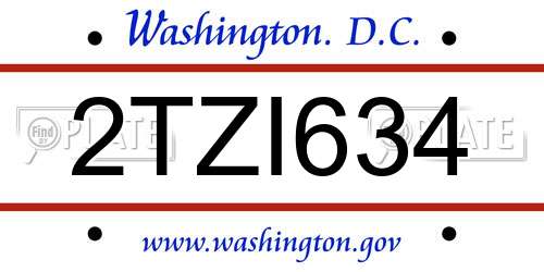 2TZI634 District Of Columbia License Plate
