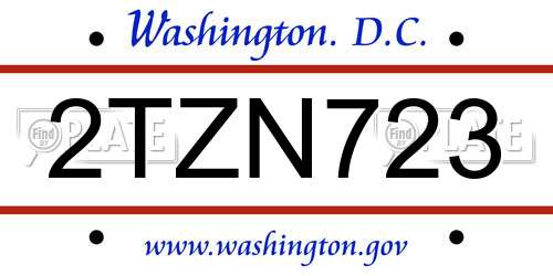 2TZN723 District Of Columbia License Plate