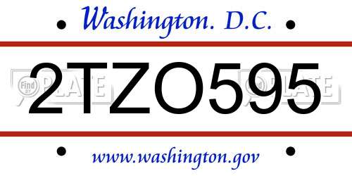 2TZO595 District Of Columbia License Plate