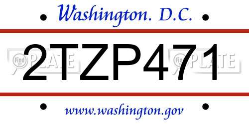 2TZP471 District Of Columbia License Plate