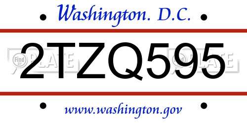 2TZQ595 District Of Columbia License Plate