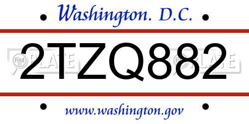 2TZQ882 District Of Columbia License Plate