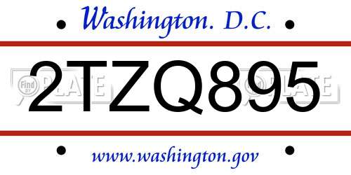 2TZQ895 District Of Columbia License Plate