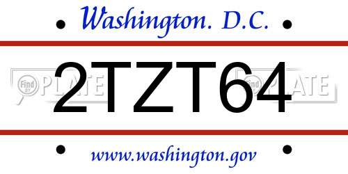 2TZT64 District Of Columbia License Plate