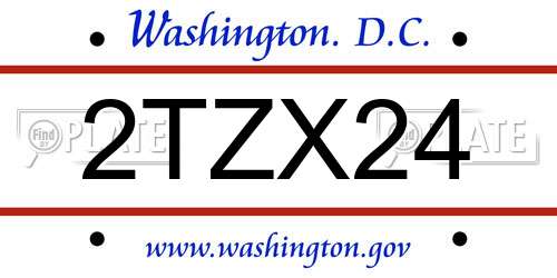 2TZX24 District Of Columbia License Plate