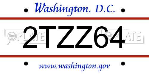 2TZZ64 District Of Columbia License Plate