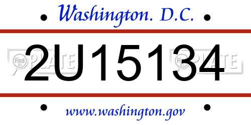 2U15134 District Of Columbia License Plate