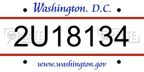 2U18134 District Of Columbia License Plate
