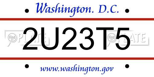 2U23T5 District Of Columbia License Plate