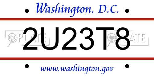 2U23T8 District Of Columbia License Plate