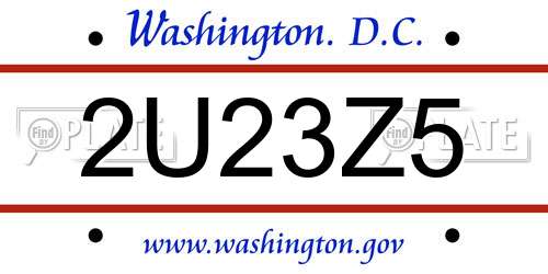 2U23Z5 District Of Columbia License Plate