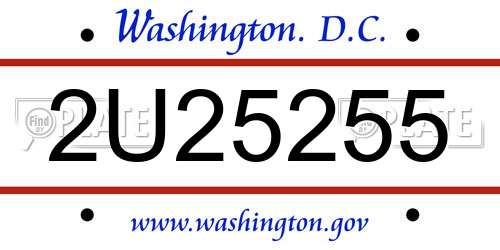 2U25255 District Of Columbia License Plate