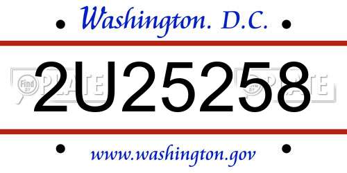 2U25258 District Of Columbia License Plate