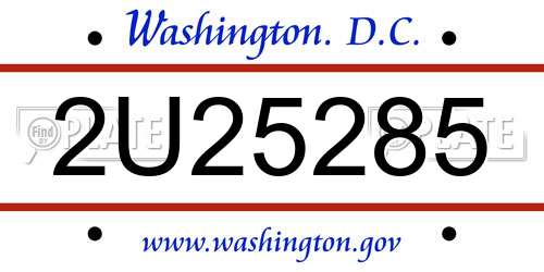 2U25285 District Of Columbia License Plate