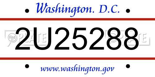 2U25288 District Of Columbia License Plate