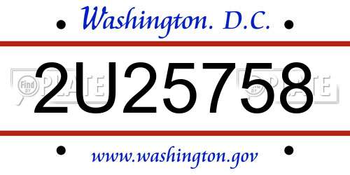 2U25758 District Of Columbia License Plate
